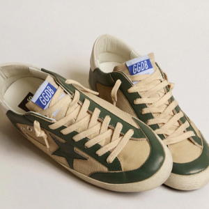 Golden goose Super-Star Uomo verde con stella in nappa