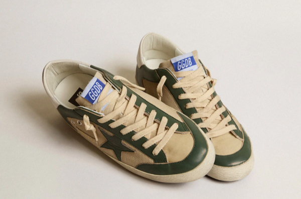 Golden goose Super-Star Uomo verde con stella in nappa